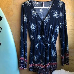 Floral long sleeve romper